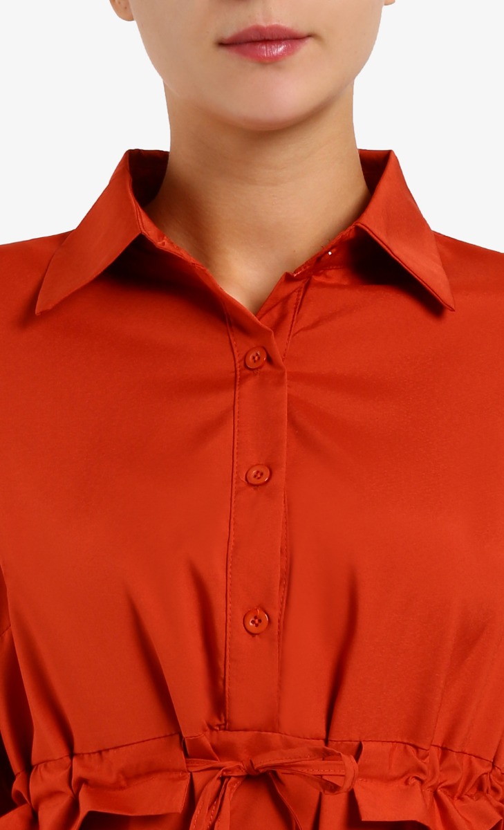 Hedy Long Sleeve Dress in Orange image 2