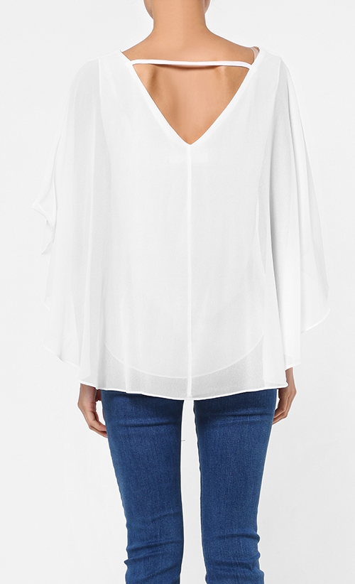 Chiffon Batwing Blouse in White image 2