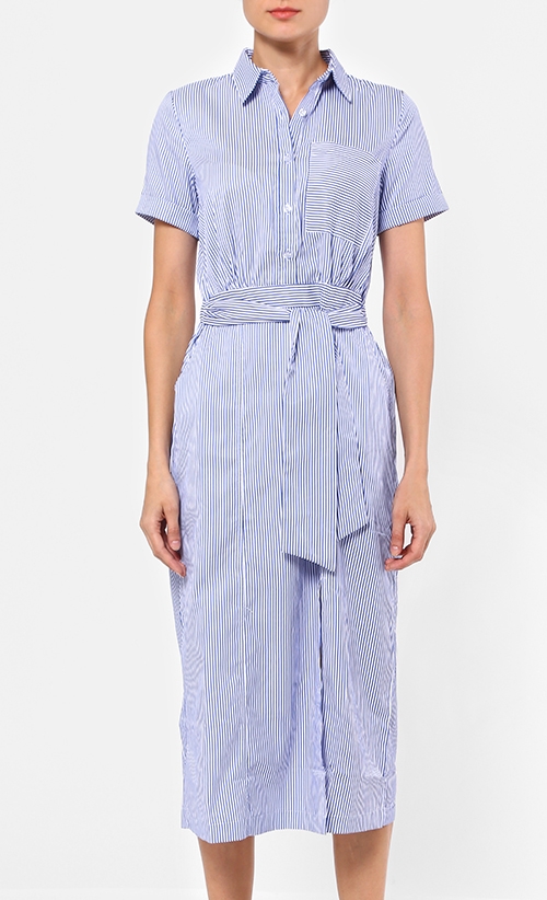Striped Maxi Shirt Dress in Blue image 2
