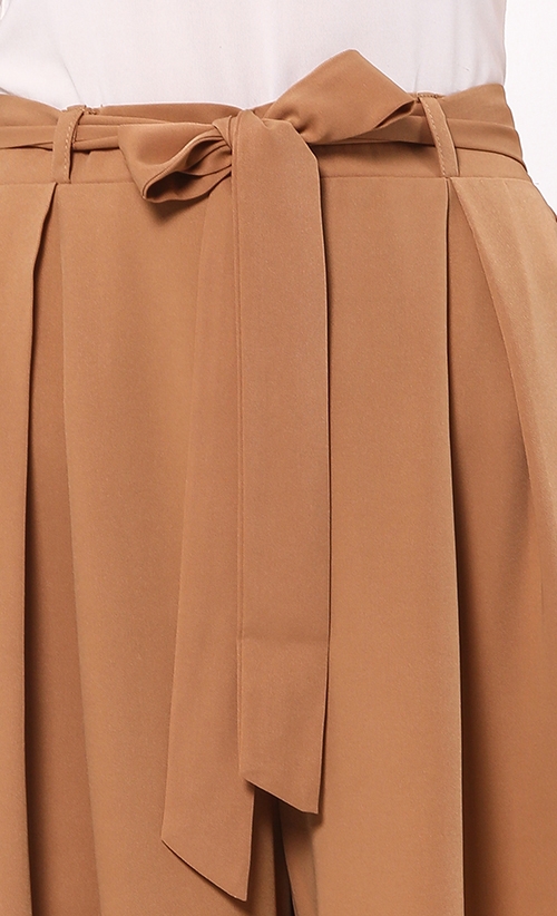 High Waisted Flowy Pants in Khaki image 2