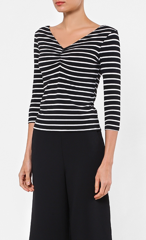 Striped V-Neck Top in Multi