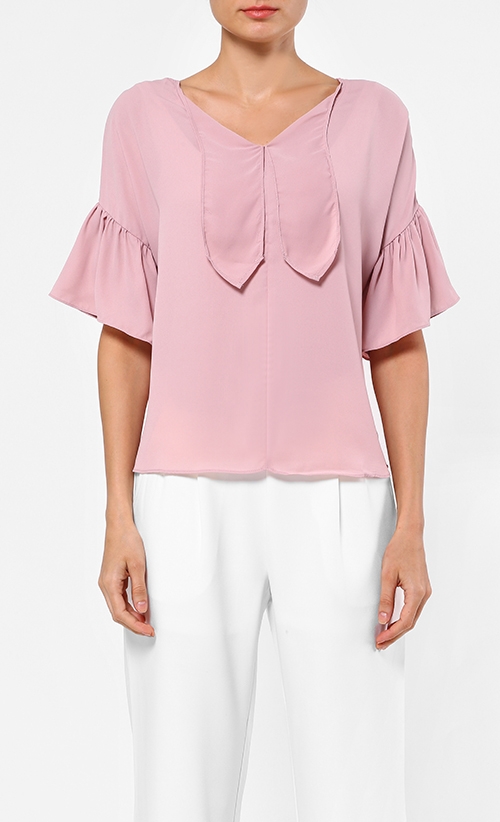Ruffled Sleeves Blouse in Pink image 2