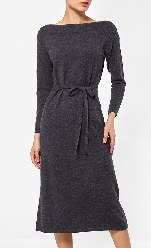 Tie Maxi Dress in Grey