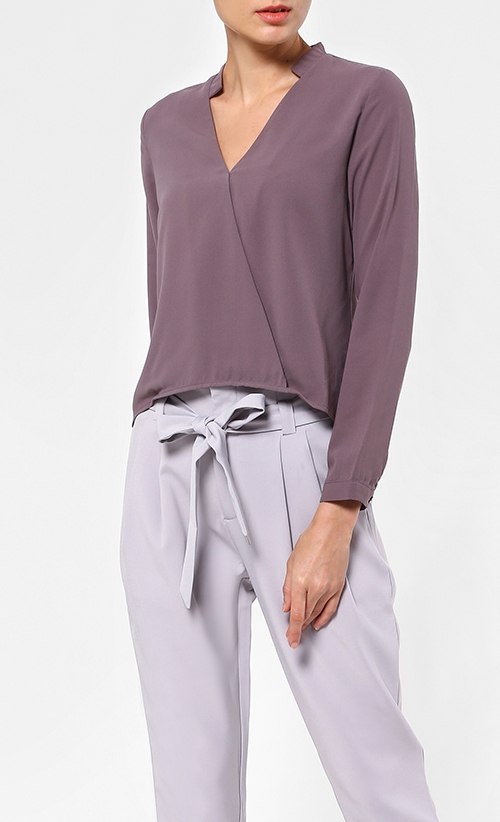 Wrap Front Blouse in Grey