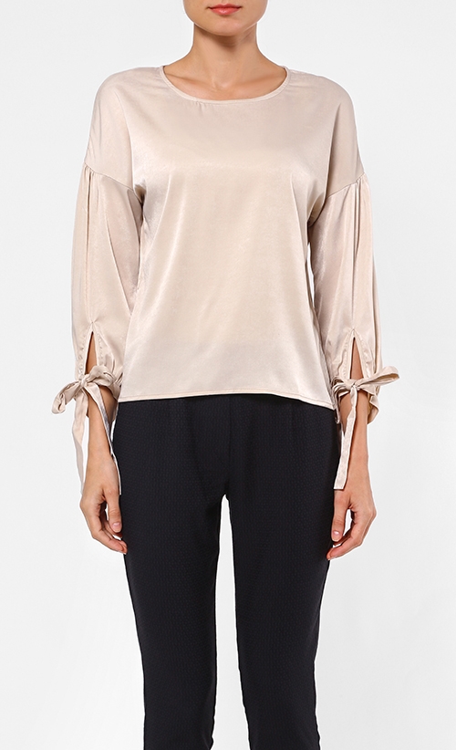 Chiffon 3/4 Sleeved Blouse in Apricot image 2