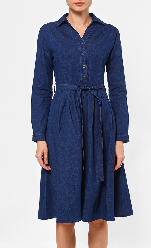Denim Shirt Dress in Blue