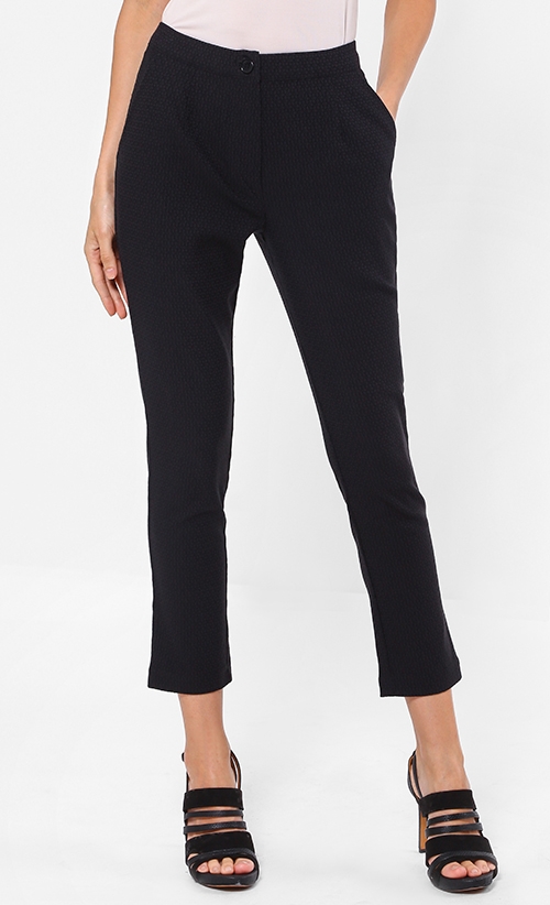 Printed Cigarette Pants in Black