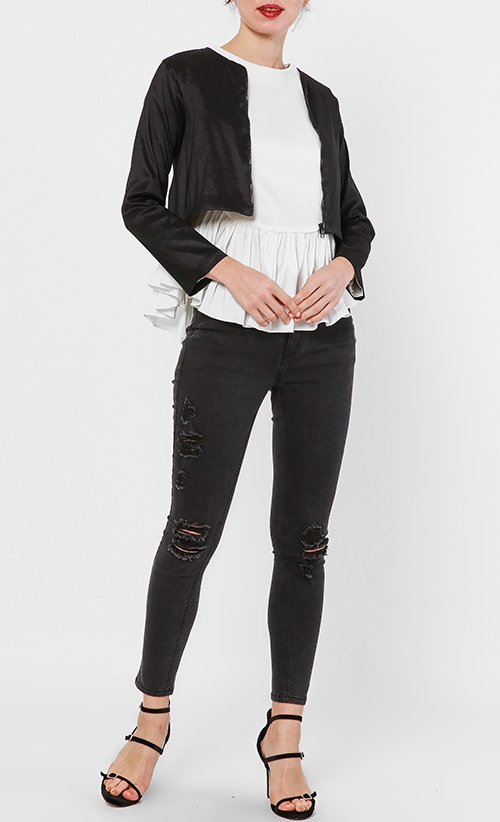 Belle Cropped Jacket	in Black