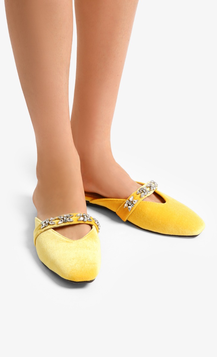 Hadley Embellished Slip On Sandals in Yellow image 2