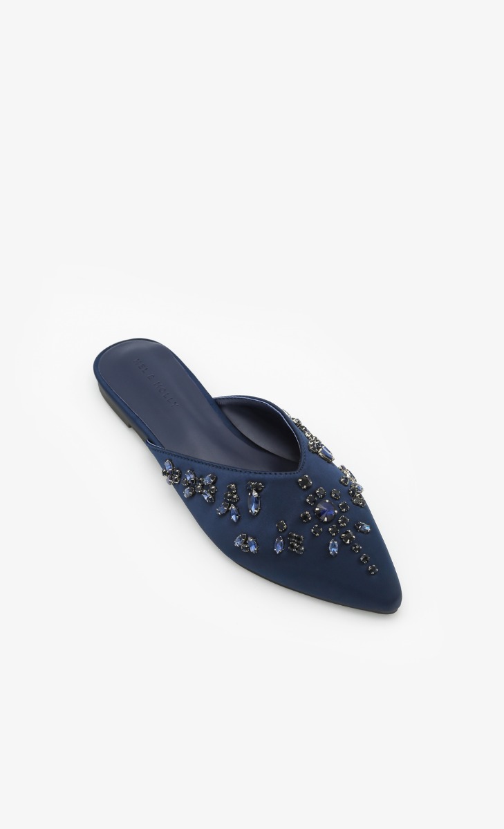 Arianna Embellished Slip Ons In Navy