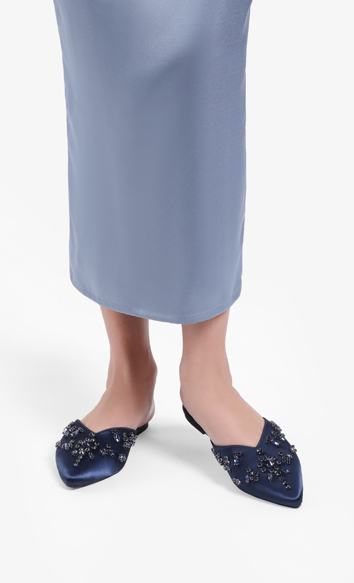 Arianna Embellished Slip Ons In Navy image 2