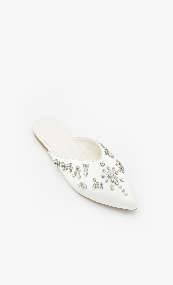 Arianna Embellished Slip Ons In White image 2
