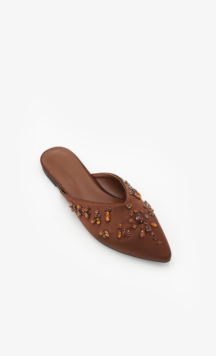Arianna Embellished Slip Ons In Brown