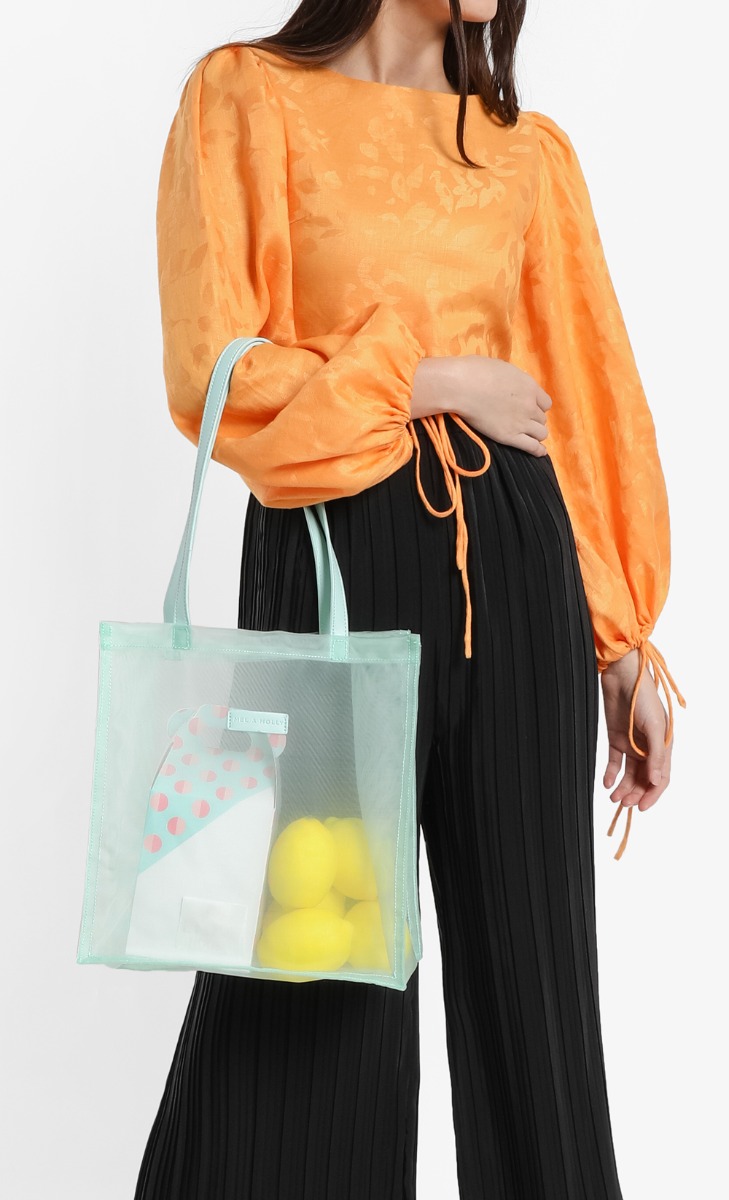Hello Missy Mesh Tote In Mint