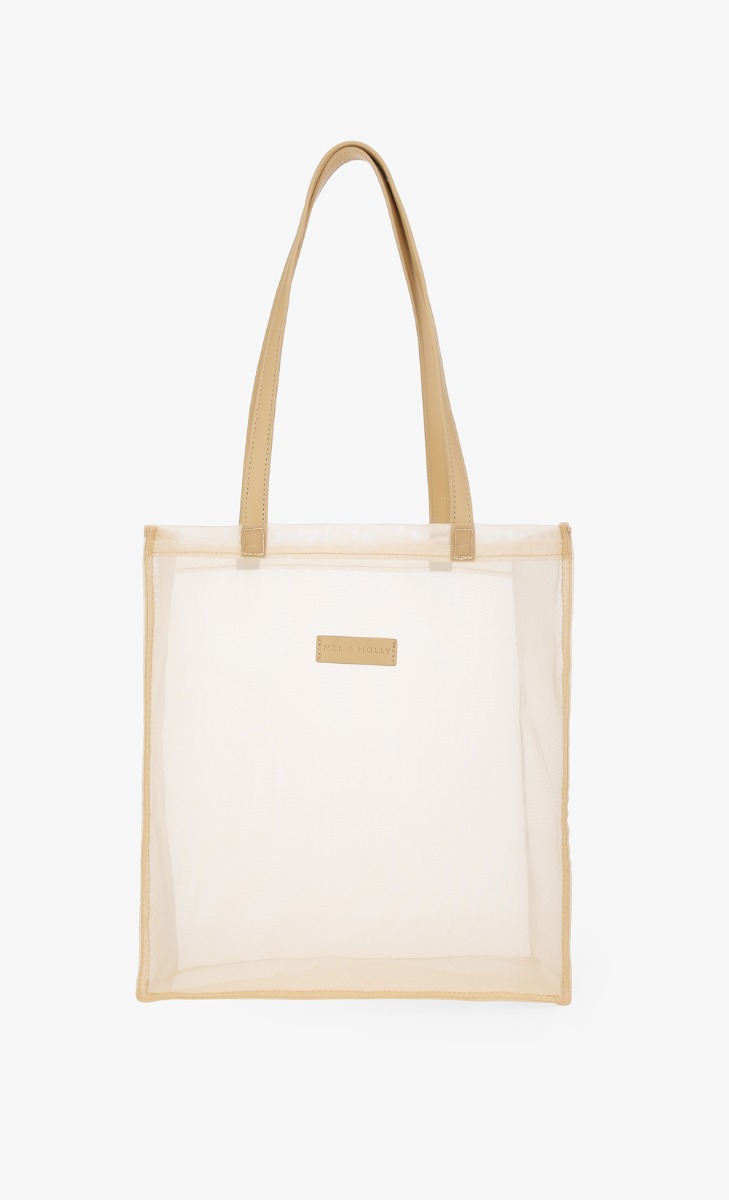 Hello Missy Mesh Tote In Nude