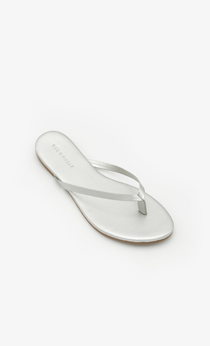 FOMO Flip Flops In Silver image 2