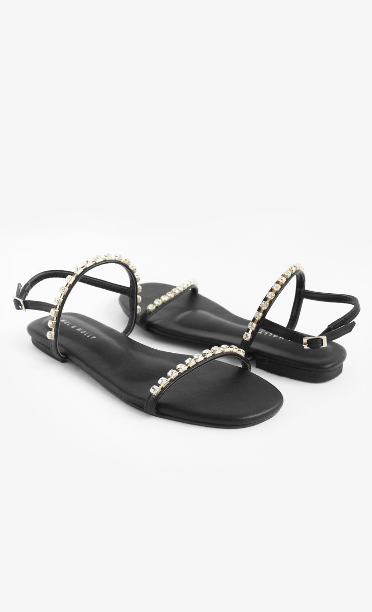 Meghan Embellished Strappy Sandals In Black image 2