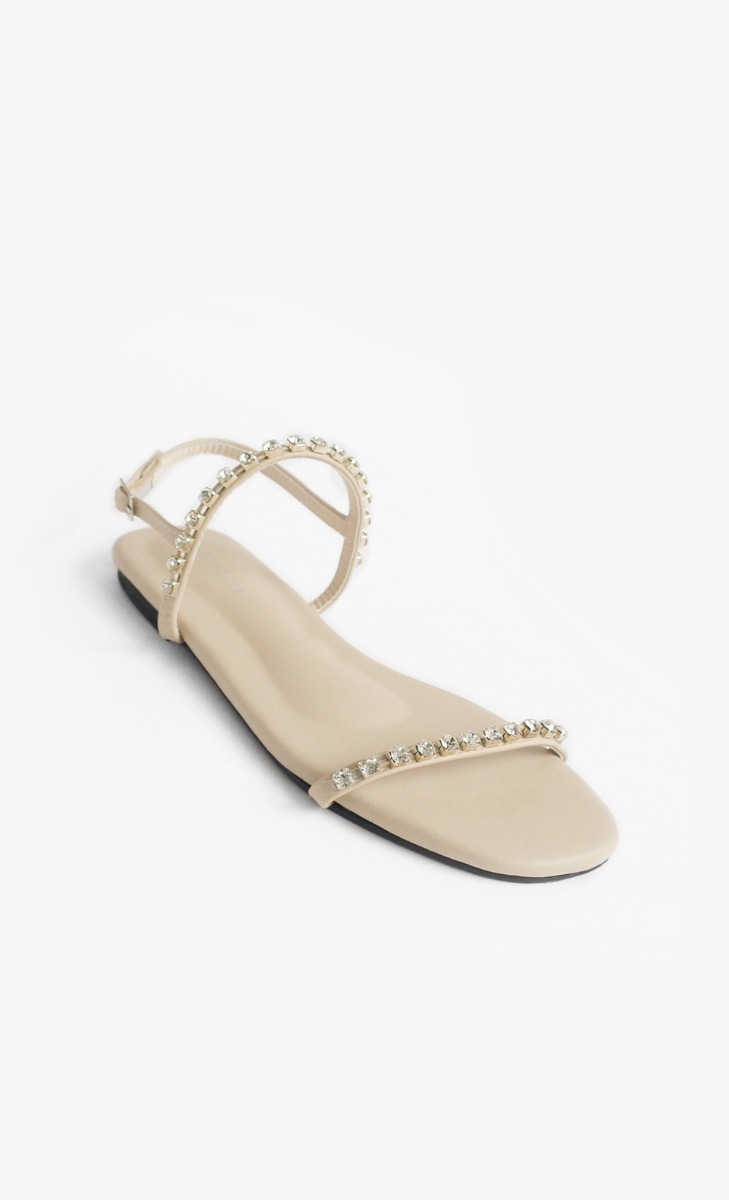 Meghan Embellished Strappy Sandals In Beige