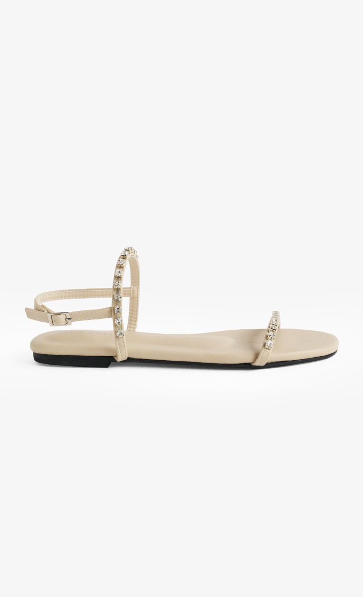 Meghan Embellished Strappy Sandals In Beige image 2