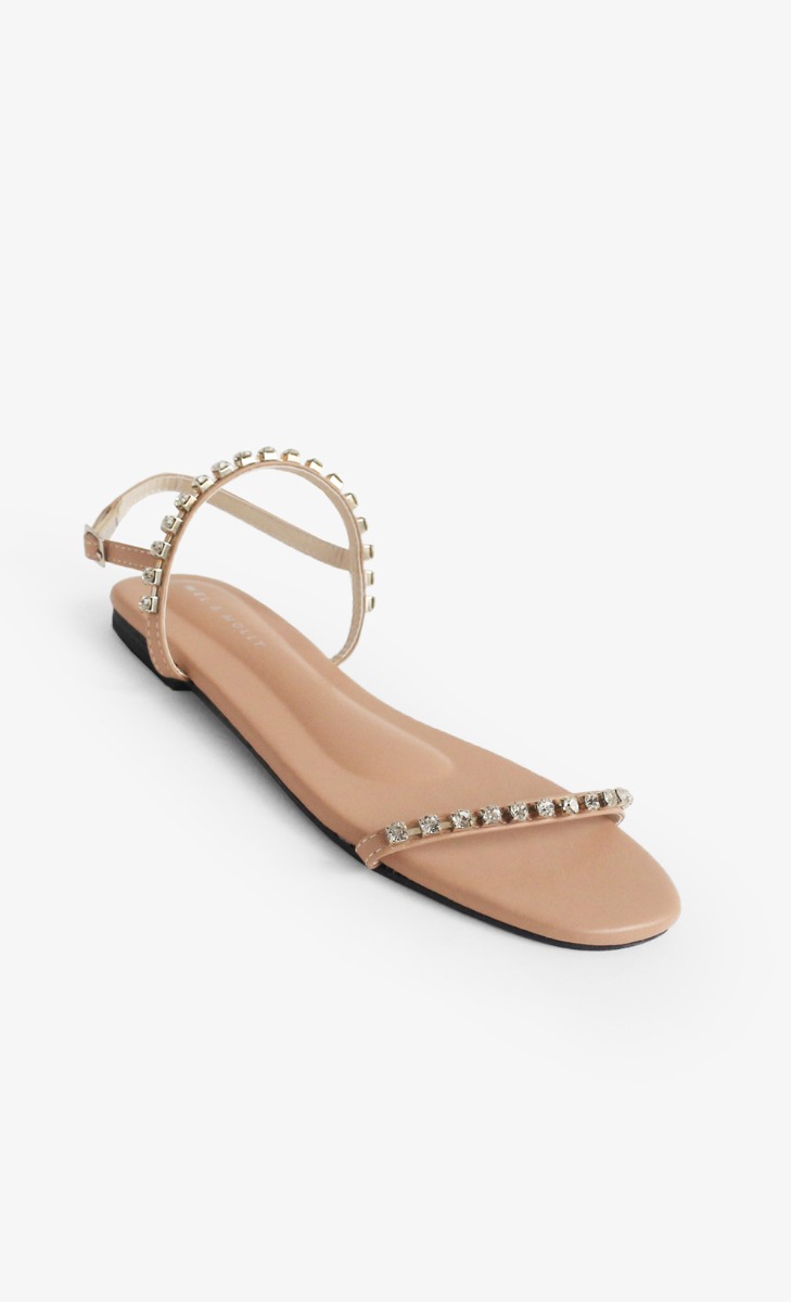 Meghan Embellished Strappy Sandals In Nude