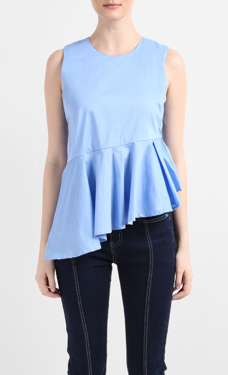 Asymmetrical Peplum Top in Periwinkle  image 2