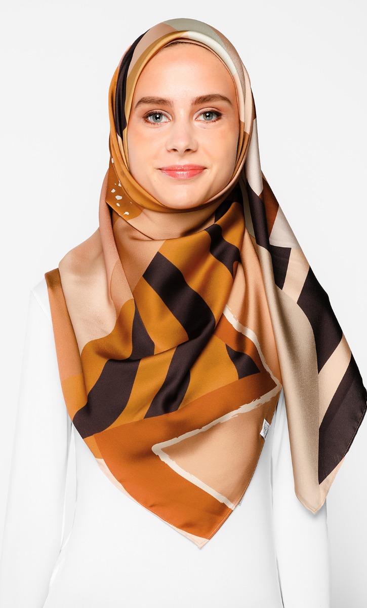 Tropics Printed Square Scarf in Brown