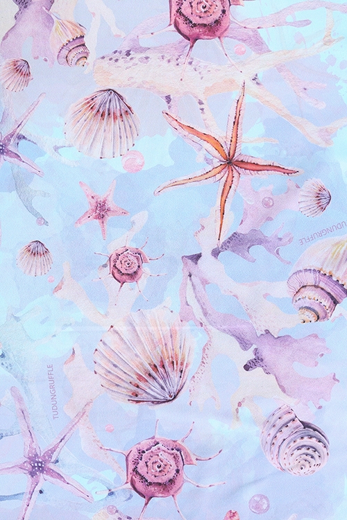 Ruffle Ocean Square Scarf in Ocean Blue image 2