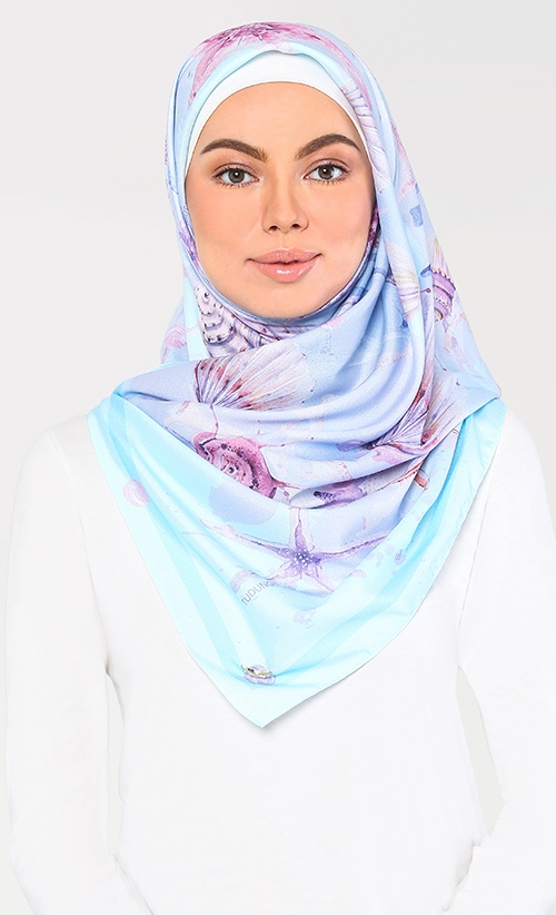 Ruffle Ocean Square Scarf in Ocean Blue