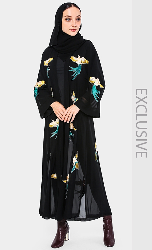 Lucky Crane Cardi Abaya in Black
