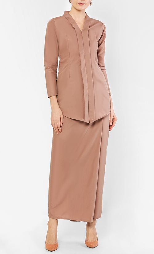 Rokiah Kebaya Set in Nude Latte