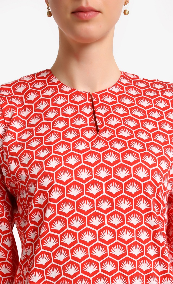 Baju Kurung Set in Tile Red image 2