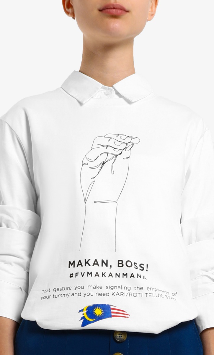 MAKAN, BOSS! T-Shirt in White image 2