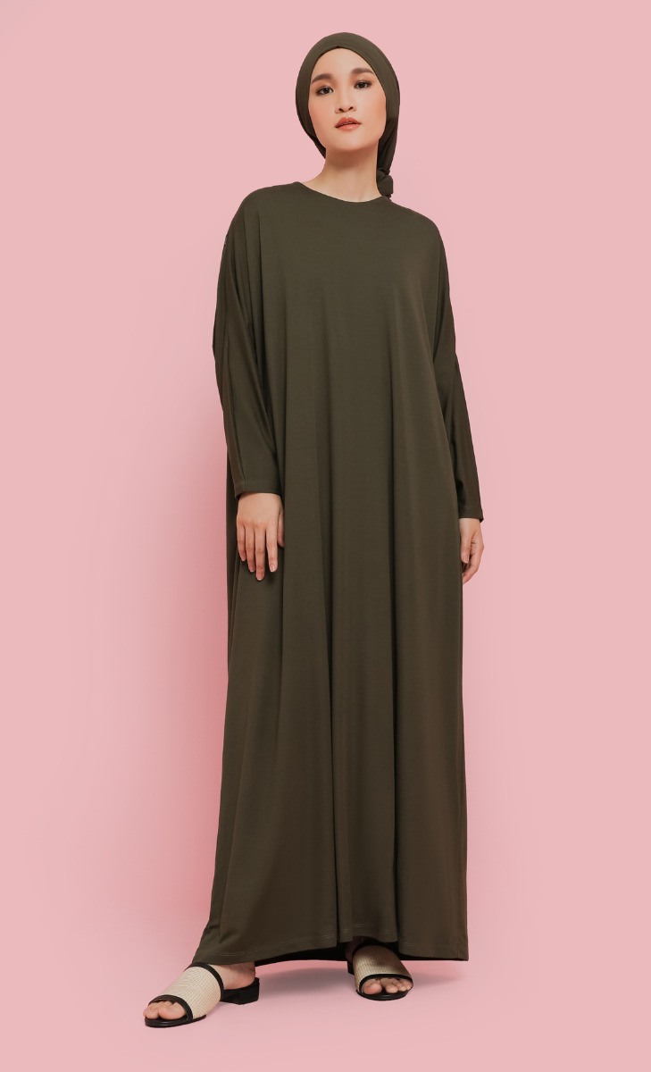 Easy Knit Caftan in Dark Olive
