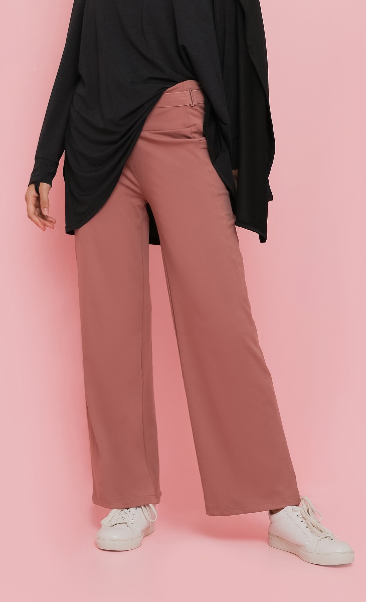 Adjustable Loose Fit Pants in Mauve