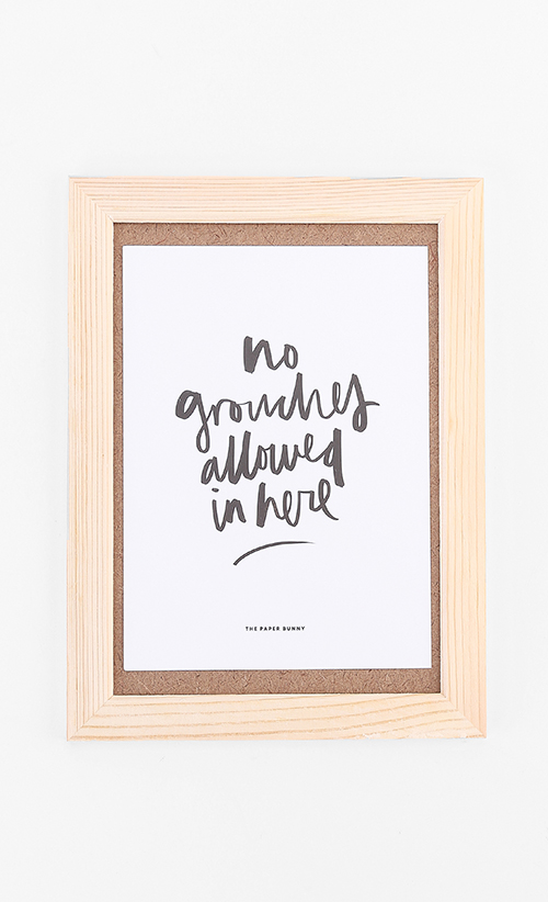 No Grouches Allowed Print Card in White