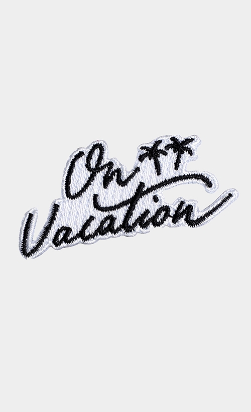 On Vacation Iron-on Patch in White and Black