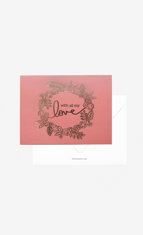 With All My Love Card in Pink and Gold