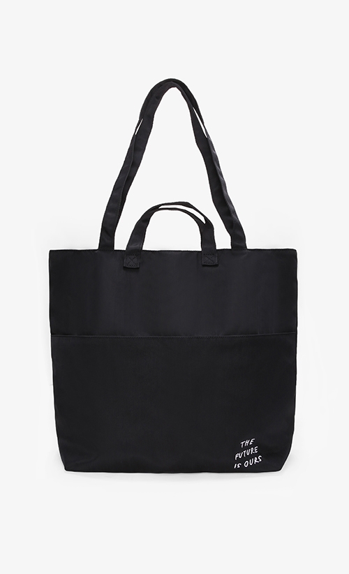 The Future Is Ours Tote Bag in Black