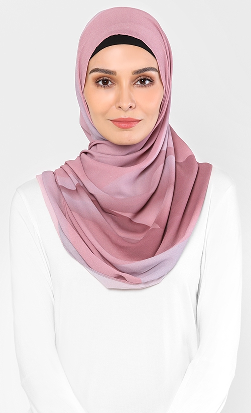  Cakenis  Premium Printed Chiffon Shawl in Ballet Pink 