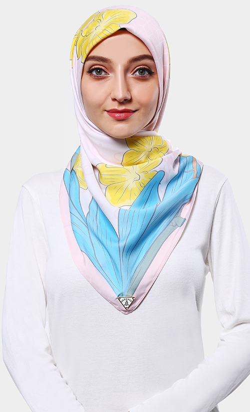 Moth Cake Square Scarf in Yellow