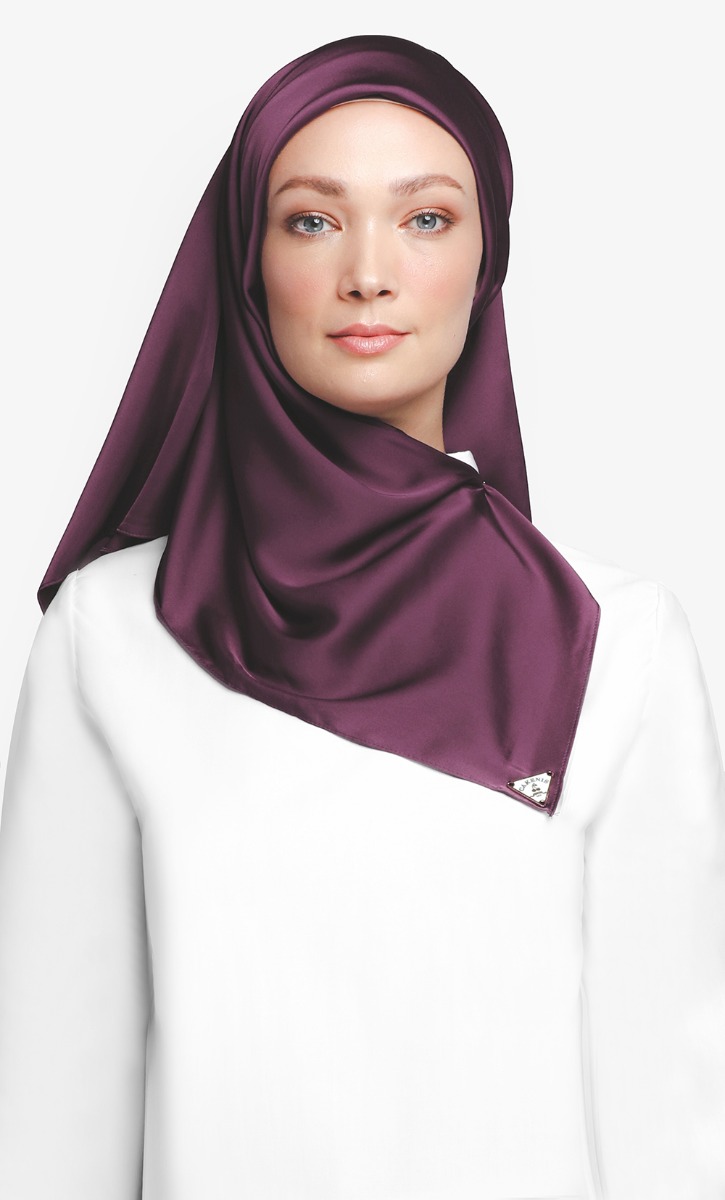 Light Satin Silk Square Scarf Set in Crushed Berry and Powder Blue