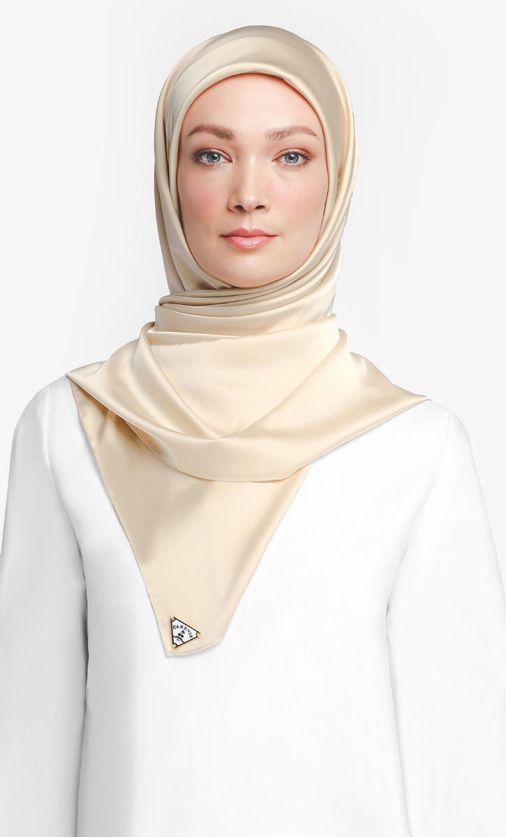 Light Satin Silk Square Scarf Set in Pixie Dust and Fog Green