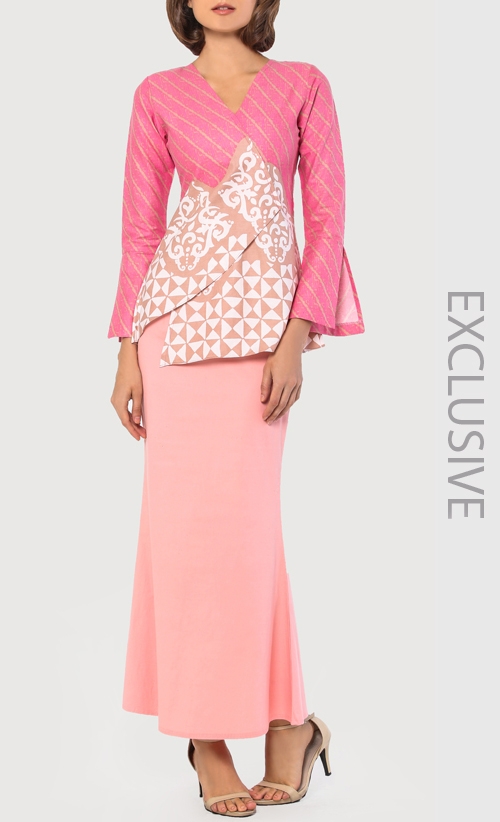 Milkshake Kurung Set in Peach