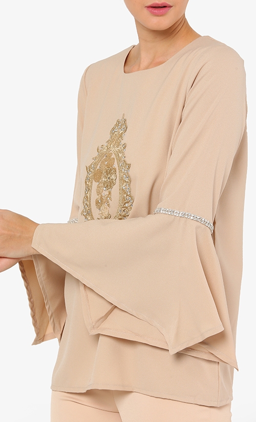 Lacey Diamond-T Top in Beige image 2