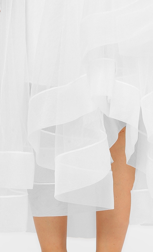 Tutu Tulle Hi-Low Skirt in White image 2