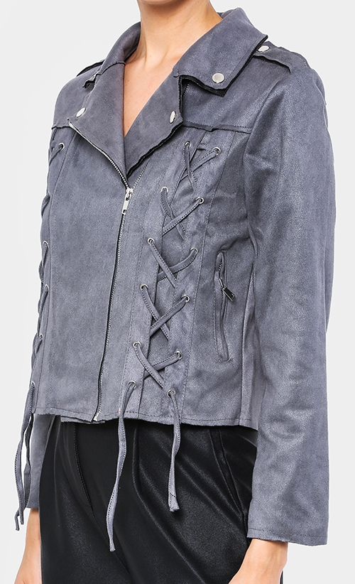 Biker Jacket	in Grey image 2