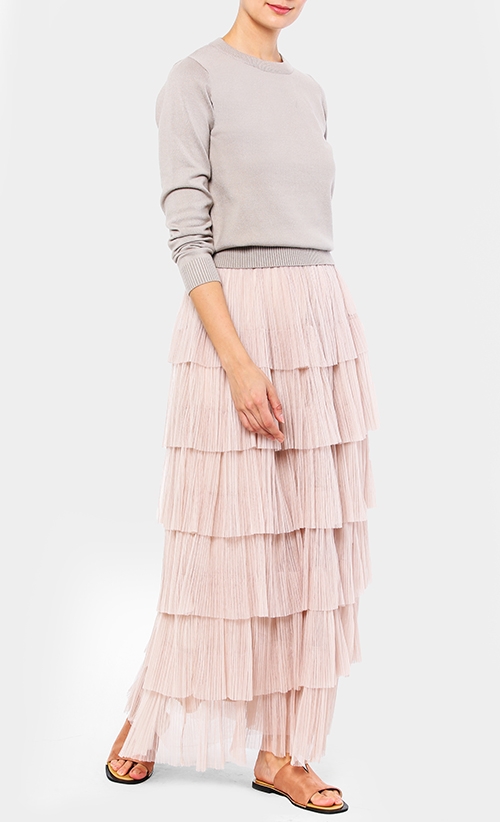 Bella Tiered Skirt in Nude