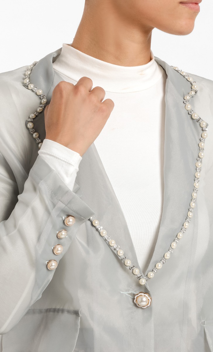 Silk Organza Blazer in Grey image 2