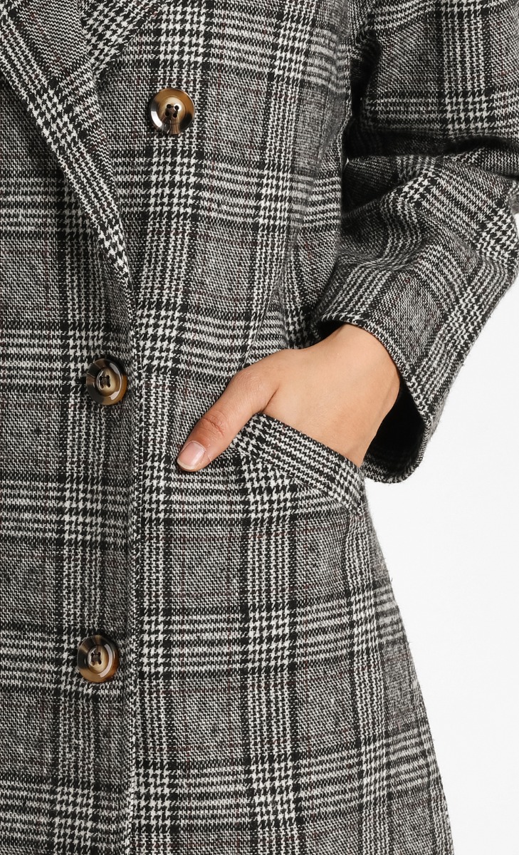Checkered Trench Jacket in Grey image 2