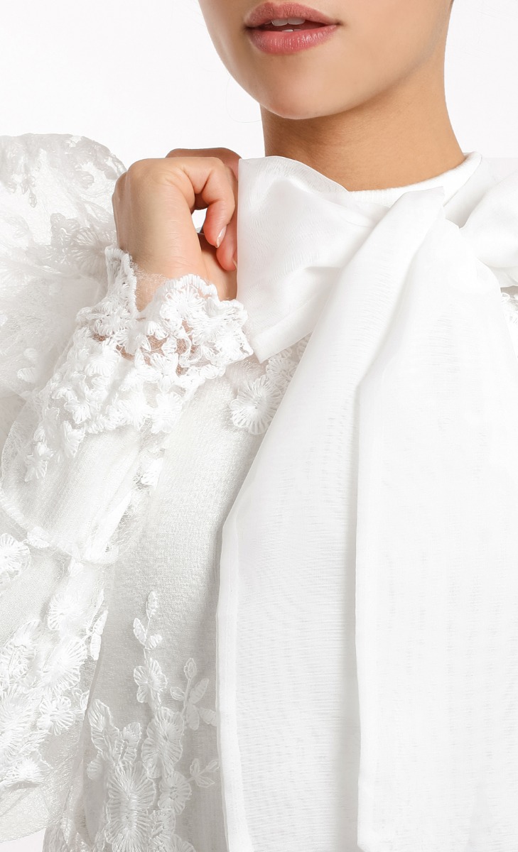 Lacey Puff Top In White image 2